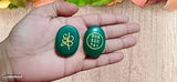 Pre-energized green jade Zibu coin, natural non-synthetic oval cabochon. Attracts money and wealth, Feng Shui (Pack of 1)
