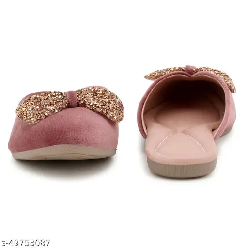 Colorful velvet bell-shaped women's ballerinas for special occasions, open back design, India origin