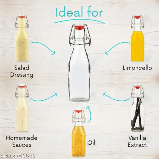 Clear glass swing top bottles (500ml), ideal for home brews, oils, vinaigrettes, wines, teas, and limoncello (pack of 2)