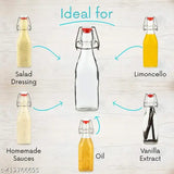 Clear glass swing top bottles (500ml), ideal for home brews, oils, vinaigrettes, wines, teas, and limoncello (pack of 2)