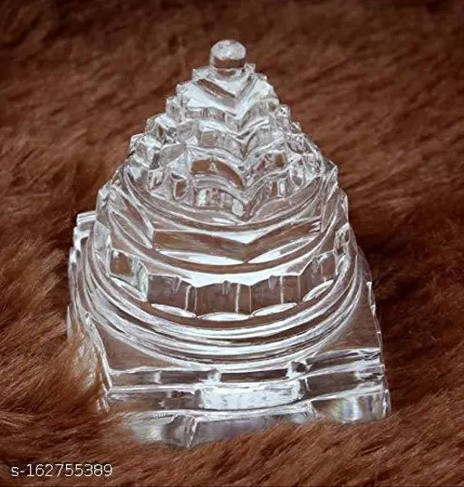 Crystal Shree Yantra, 6cm x 6cm, Vastu-compliant Pooja accessory, Made in Haridwar, India