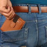 Artificial leather wallet for men's coin pocket, faux leather design with 2 compartments and free size (11cm x 9cm)