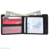 Black genuine leather men's wallet, 6 card slots, top grain leather, high-quality, India origin