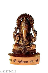 Copper-plated Ganesh idol statue, 12cmx12cmx7cm for car table or office, Indian origin