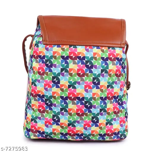 Canvas printed flower cross-body bag for girls and women, free size, Indian origin