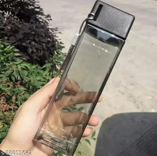 Unique square shape water bottles, set of 4 different colors, BPA-free, 1000ml each, lightweight, leakproof, and refrigerator safe