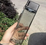 Unique square shape water bottles, set of 4 different colors, BPA-free, 1000ml each, lightweight, leakproof, and refrigerator safe