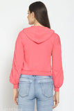 Fleece full sleeve solid reversible sweatshirt for women, reversible design on clothing rack