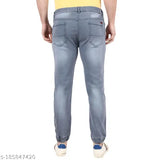 Cotton blend denim joggers for men, stylish and comfortable with washed pattern, available in sizes 28, 30, 32, 34, and 36 (India origin)