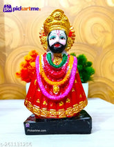 Multicolor Poly Resin Shri Khatu Shyam Ji Statue - intricately detailed God Idol for Pooja home decoration, 8cm x 17.5cm x 7cm size