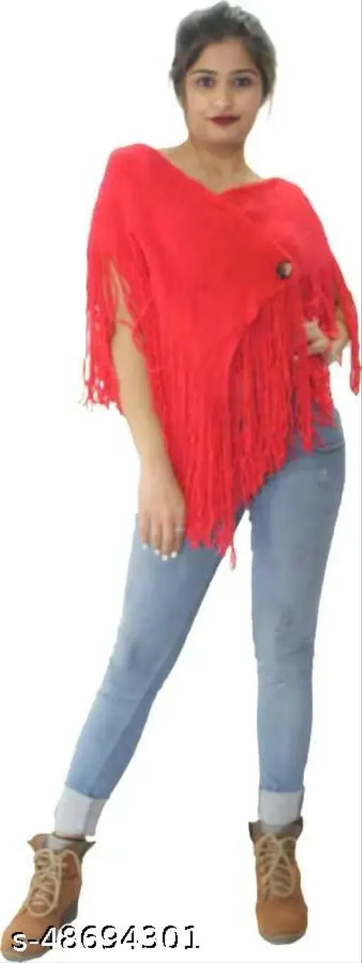 Solid wool hoodie short poncho/cape, trendy and stylish. Indian-made woolen garment