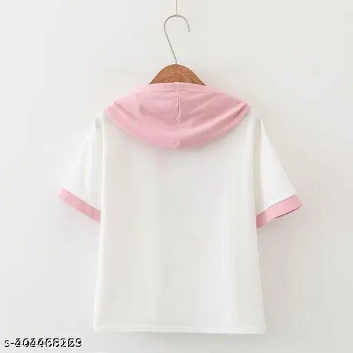 Cotton blend printed net Urbane Partywear women's tunic tops, short sleeves, size M (India)