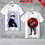 Anime lover polycotton round neck t-shirt set for kids in two colors, short sleeves