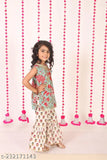 Cotton one shoulder sharara Kurta set, printed, sleeveless, Indian fashion for kids aged 2-3