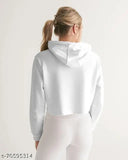 Croptop cotton lycra sweatshirt/hoodie for women in long sleeves, printed net pattern. Winter wear for women, made in India (XS-XXL)