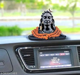 Black Adiyogi Ji statue with Rudraksha mala, traditional automobile showpiece for home or office decor