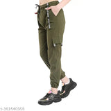 Grey cotton lycra cargo joggers, ankle fit for gym or casual wear, trending ladies trousers