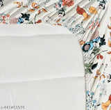 Cream cotton fitted bedsheets, superfine floral pattern, ideal for summer adult use, double king size, made in India