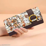 Faux leather hand clutch with premium buckle, printed net pattern, 4 compartments, free size (9in x 4in), high-quality women's wallet, durable PU leather, Indian origin