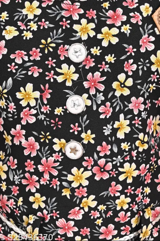 Modern polycotton printed net gown for baby girls (9-12M, 12-18M, 18-24M), Indian origin