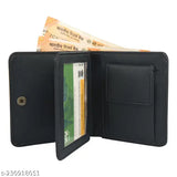 Faux leather men's wallet with ID window, coin pocket, and multi-card compartment in a modern tan color