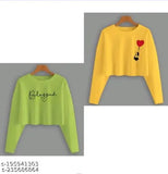 Stylish cotton blend printed net crop top combo in M, L, XL for easy-going casual outfits