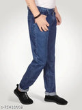 Just Black Mens Straight Dark Blue Jeans, non-stretchable regular fit cotton jeans in multiple sizes from 32 to 48 for men, India origin