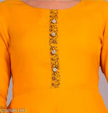 Rayon slub three-quarter sleeve sensational kurti from Aagam, solid combo print border, India origin