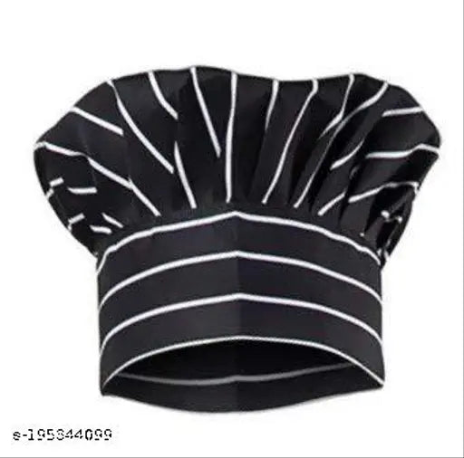 Striped cotton chef cap, adjustable welgrow clouse type, versatile for men & women, ideal for hotels & restaurants