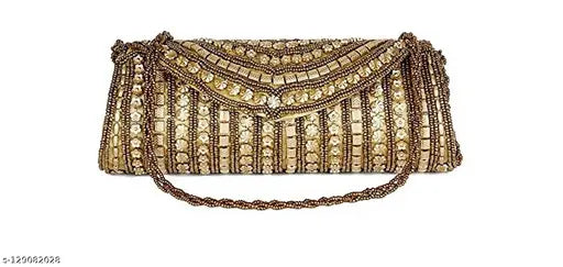 Bridal hand clutches set (2pcs), embroidered net fabric, 3 compartments, free size (10in x 12in), ideal for parties & weddings