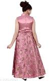 Silk blend three-quarter sleeve party dress for girls (ages 4-15), solid net design, India origin