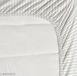 Cotton superfine double bedsheet, glace satin stripes, NEW LEAF 220 TC fitted