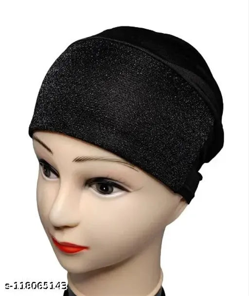 Cotton canvas self-design hijab pack: 5 caps, 2 net-band, 2 multi-stage, 1 shimmer