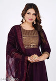 Rayon kurti and dupatta, solid-patterned Indian ethnic wear with three-quarter sleeves