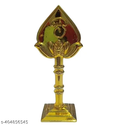 Gold-toned Muruganvel Vel Muruga figurine, decorative idol for car dash, home, office, 4 inches