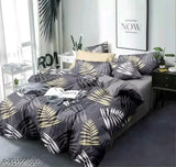 Modern cotton king-size comforter set with bed sheets (Anticca Home) on display, Indian-made polycotton option available as well