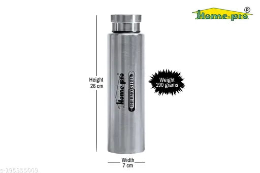 Silver double-wall vacuum thermosteel water bottle by Homepro, leak-proof and high-quality stainless steel design for hot/cold beverages on the go