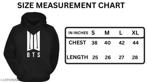 Navy fleece BTS printed hoodie, perfect for unisex winter wear, featuring kangaroo pockets and a fashionable round neck