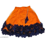 Cotton blend lehenga choli set with net dupatta, embroidered and stitched in butta patch work. Indian traditional girls' clothing available in various sizes from 6-12 months to 9-10 years