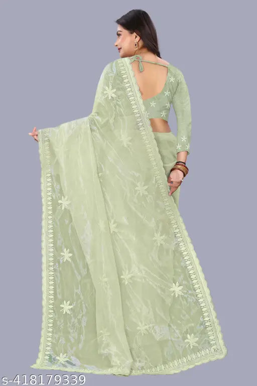 Stunning super net saree with intricate embroidery and sequins, free size, Indian origin