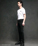 High-quality denim, regular fit black men's jeans - versatile and chic addition to any wardrobe