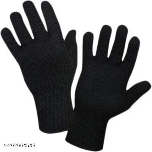 Woolen winter accessory combo: Men & Women's knit beanie hat, neck scarf, & gloves set - Printed design, ideal for outdoors