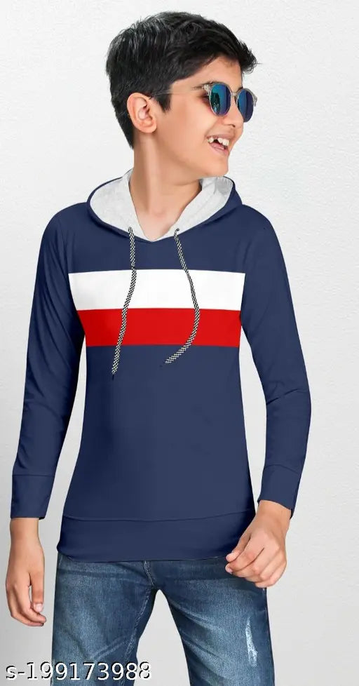 Striped cotton sweatshirt with hoodie for boys (1-11 years), Indian brand
