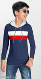 Striped cotton sweatshirt with hoodie for boys (1-11 years), Indian brand