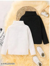 Black and white high neck wool sweaters for baby boys & girls - Self-design turtleneck winter clothing (pack of 2)