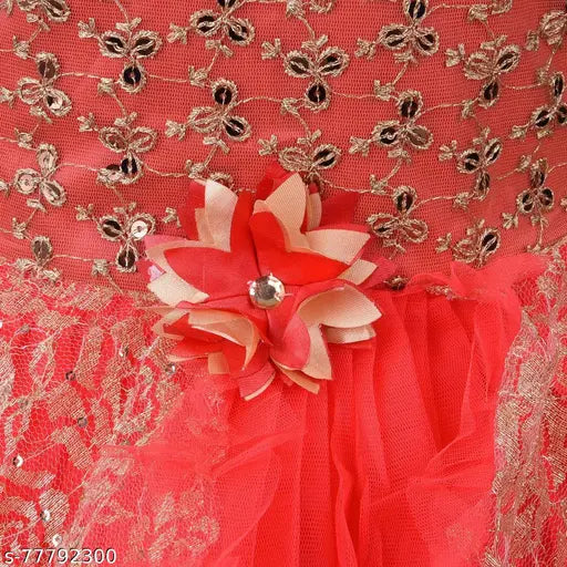 Silver kraft embellished net sleeveless baby girls frock dress - 6-12 months