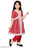 Girls Rayon top & trousers set, three-quarter sleeves - Indian western wear for special occasions