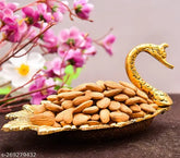 Metal duck tray serving dry fruits and office use, handcrafted artifact with a length of 11.5 inches, Indian origin
