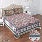 Cotton floral Qfab bedsheets with 2 pillow covers, ideal for summer adult use, soft and breathable