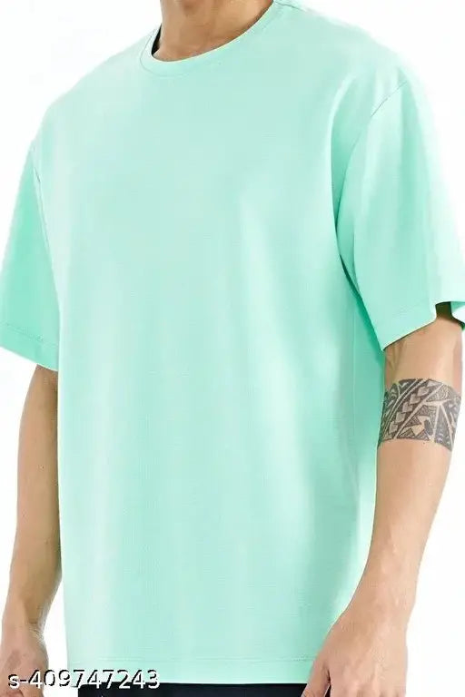 Men's oversized polycotton t-shirt in solid colors, perfect for plus sizes S-6XL, stylish and smart fashion choice